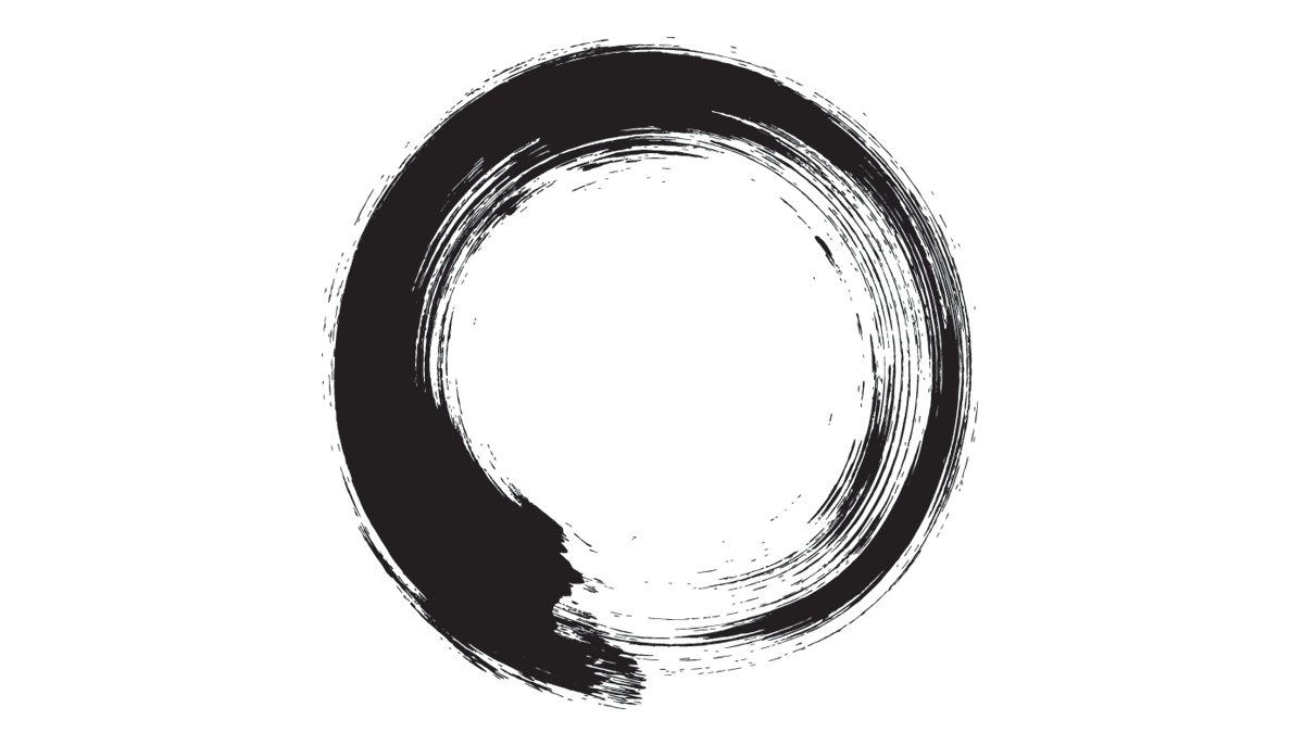 Zen calligraphy of an "ensou" circle, which is not quite closed.